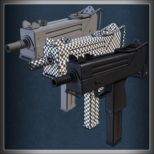 CG Tuts textured machine gun